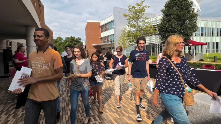 Group of campus tour participants at the Fredericksburg Area Campus